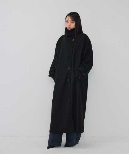 Enewd nina(エニュードニーナ)の「【ZOZO限定】スタンドカラー ウールコート(ダウンジャケット/コート・レディース・ブラック/ダークベージュ・FREE)」の4枚目の写真
