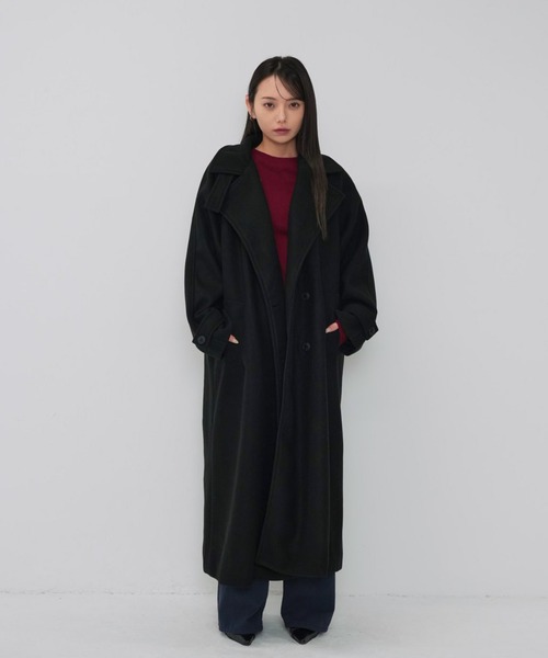 Enewd nina(エニュードニーナ)の「【ZOZO限定】スタンドカラー ウールコート(ダウンジャケット/コート・レディース・ブラック/ダークベージュ・FREE)」の7枚目の写真