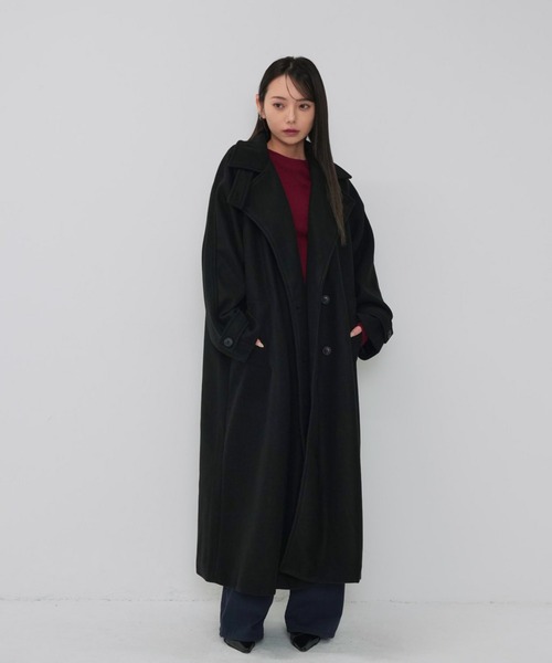 Enewd nina(エニュードニーナ)の「【ZOZO限定】スタンドカラー ウールコート(ダウンジャケット/コート・レディース・ブラック/ダークベージュ・FREE)」の8枚目の写真