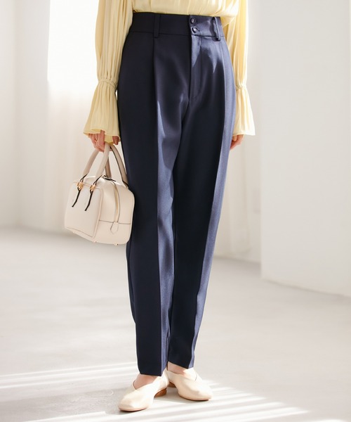 VIS（ビス）の「【セットアップ対応】テーパードパンツ【洗える】（スラックス・レディース・ネイビー/ベージュ/グリーン系その他・M/S/SS）」の6枚目の写真