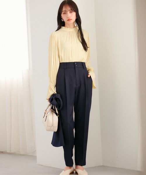 VIS（ビス）の「【セットアップ対応】テーパードパンツ【洗える】（スラックス・レディース・ネイビー/ベージュ/グリーン系その他・M/S/SS）」の7枚目の写真