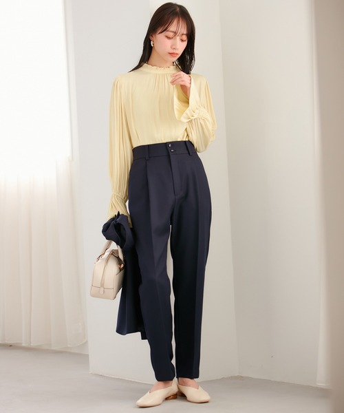 VIS（ビス）の「【セットアップ対応】テーパードパンツ【洗える】（スラックス・レディース・ネイビー/ベージュ/グリーン系その他・M/S/SS）」の8枚目の写真