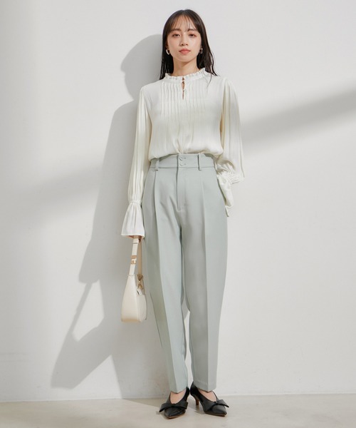 VIS（ビス）の「【セットアップ対応】テーパードパンツ【洗える】（スラックス・レディース・ネイビー/ベージュ/グリーン系その他・M/S/SS）」の12枚目の写真