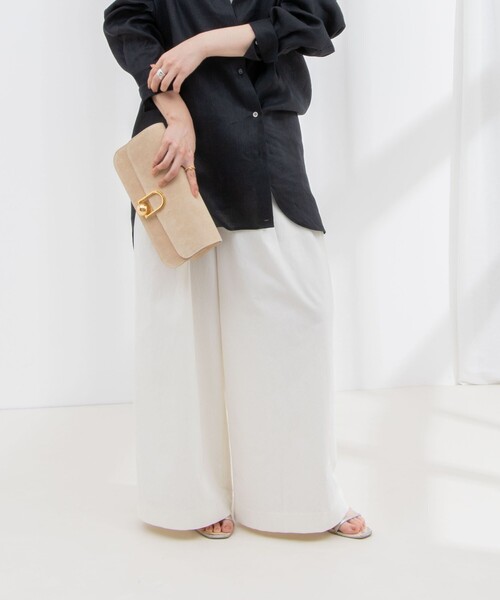 NOLLEY’S（ノーリーズ）の「ウォッシャブルイージーケアツイルワイドパンツ（その他パンツ・レディース・ネイビー/ホワイト/ベージュ・38/36/40）」の2枚目の写真