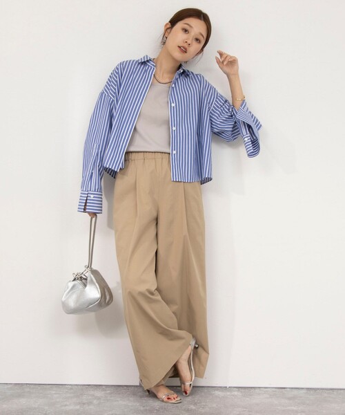 NOLLEY’S（ノーリーズ）の「ウォッシャブルイージーケアツイルワイドパンツ（その他パンツ・レディース・ネイビー/ホワイト/ベージュ・38/36/40）」の21枚目の写真