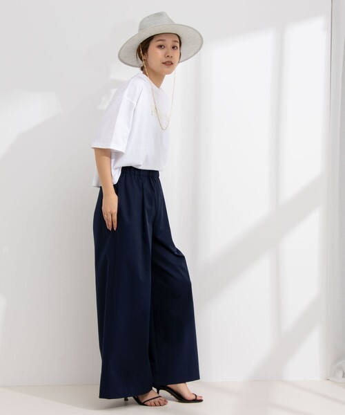 NOLLEY’S（ノーリーズ）の「ウォッシャブルイージーケアツイルワイドパンツ（その他パンツ・レディース・ネイビー/ホワイト/ベージュ・38/36/40）」の5枚目の写真