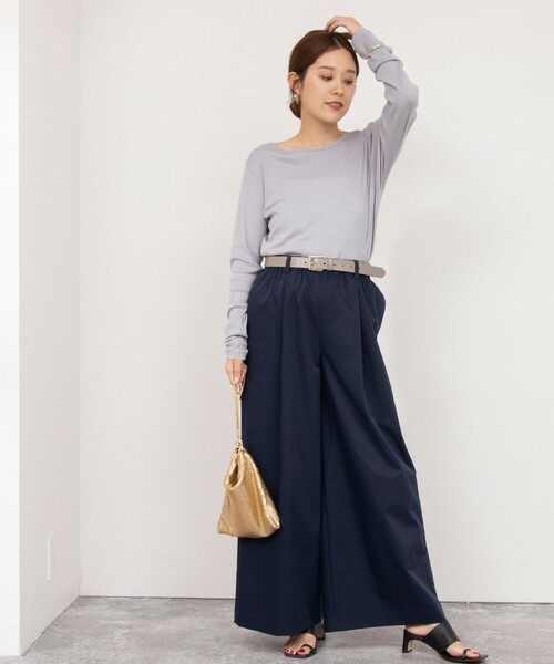 NOLLEY’S（ノーリーズ）の「ウォッシャブルイージーケアツイルワイドパンツ（その他パンツ・レディース・ネイビー/ホワイト/ベージュ・38/36/40）」の9枚目の写真