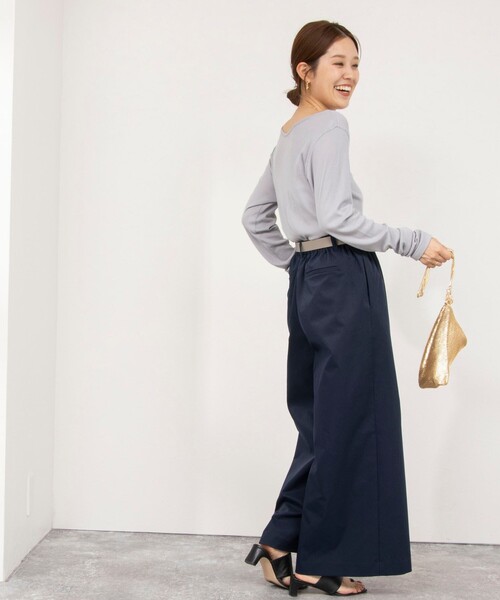 NOLLEY’S（ノーリーズ）の「ウォッシャブルイージーケアツイルワイドパンツ（その他パンツ・レディース・ネイビー/ホワイト/ベージュ・38/36/40）」の11枚目の写真