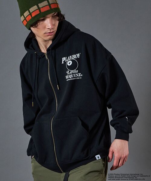 PLAYBOY(プレイボーイ)の「【SEQUENZ】PB BALL FADE ZIP HOODIE / プレイボーイ ビックサイズ フルジップ バニー ガール フード ピンボール 裏起毛(パーカー・メンズ・ブラック/ネイビー/グレー・LARGE/MEDIUM/X-LARGE)」の10枚目の写真