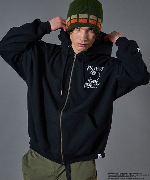 PLAYBOY(プレイボーイ)の「【SEQUENZ】PB BALL FADE ZIP HOODIE / プレイボーイ ビックサイズ フルジップ バニー ガール フード ピンボール 裏起毛(パーカー・メンズ・ブラック/ネイビー/グレー・LARGE/MEDIUM/X-LARGE)」の16枚目の写真