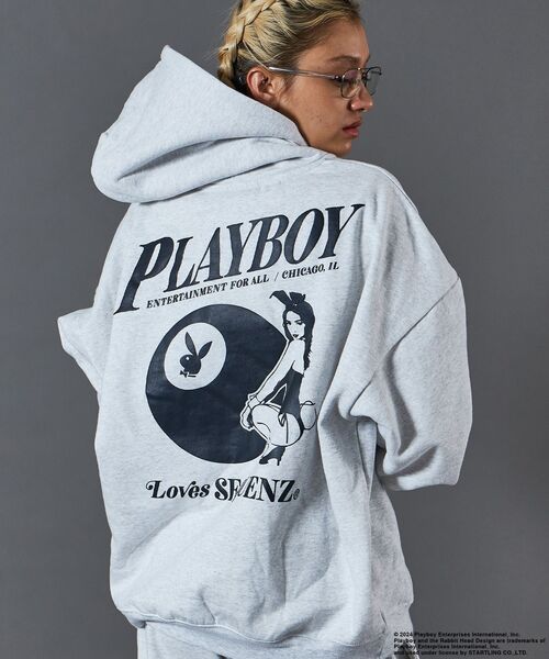 PLAYBOY(プレイボーイ)の「【SEQUENZ】PB BALL FADE ZIP HOODIE / プレイボーイ ビックサイズ フルジップ バニー ガール フード ピンボール 裏起毛(パーカー・メンズ・ブラック/ネイビー/グレー・LARGE/MEDIUM/X-LARGE)」の20枚目の写真