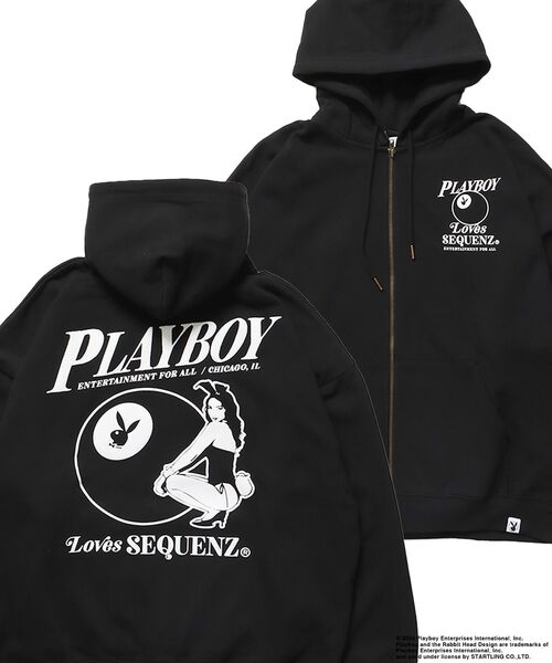 PLAYBOY(プレイボーイ)の「【SEQUENZ】PB BALL FADE ZIP HOODIE / プレイボーイ ビックサイズ フルジップ バニー ガール フード ピンボール 裏起毛(パーカー・メンズ・ブラック/ネイビー/グレー・LARGE/MEDIUM/X-LARGE)」の9枚目の写真