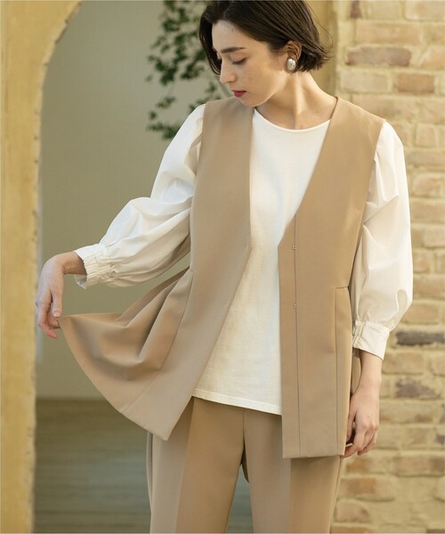 OPAQUE.CLIP（オペークドットクリップ）の「◆≪通勤・セレモニー/セットアップ対応≫ ペプラムジレ【ストレッチ/洗濯機洗い可】（ベスト・レディース・ベージュ/ブラック・36/38/40）」の12枚目の写真