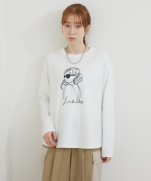 ROSIEE（ロージー）の「ROSIEE 女の子柄コード刺繍T（Tシャツ/カットソー・レディース・ブラック/ホワイト・FREE）」の21枚目の写真