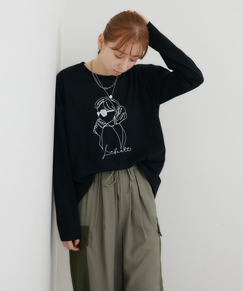 ROSIEE（ロージー）の「ROSIEE 女の子柄コード刺繍T（Tシャツ/カットソー・レディース・ブラック/ホワイト・FREE）」の11枚目の写真