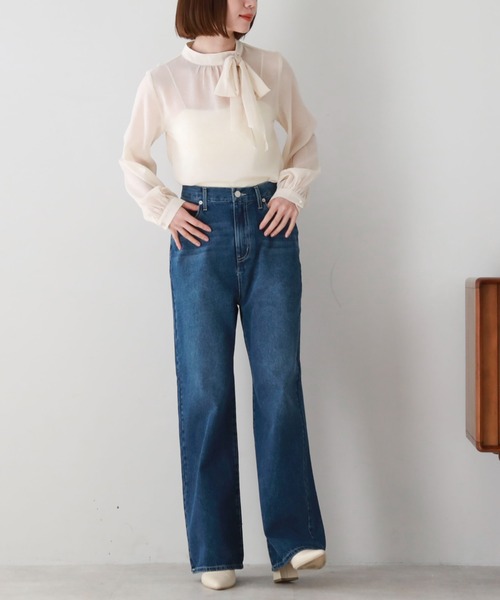 archives（アルシーヴ）の「エアリーアシメボウタイブラウス（シャツ/ブラウス・レディース・グレー/ブラック/アイボリー・MEDIUM）」の7枚目の写真