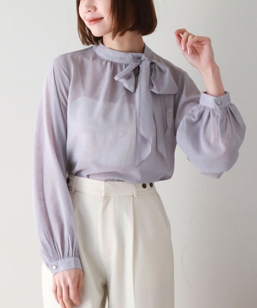 archives（アルシーヴ）の「エアリーアシメボウタイブラウス（シャツ/ブラウス・レディース・グレー/ブラック/アイボリー・MEDIUM）」の16枚目の写真