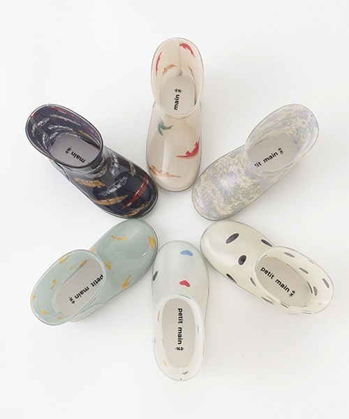 petit main（プティマイン）の「総柄レインブーツ（レインシューズ・キッズ・オフホワイト/マルチ/ライトベージュ/ライトグリーン/ネイビー/ラベンダー・15cm/17cm/14cm/16cm/18cm/19cm）」の10枚目の写真