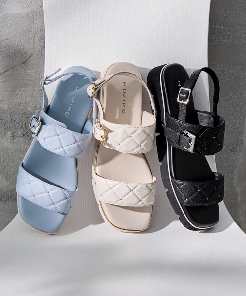 HIMIKO(ヒミコ)の「【HIMIKO】キルティングスタッズサンダル/641223(サンダル・レディース・ブラック/アイボリー/ブルー・22.0cm/22.5cm/23.0cm/23.5cm/24.0cm/24.5cm/25.0cm/25.5cm/26.0cm/26.5cm/21.5cm)」の2枚目の写真