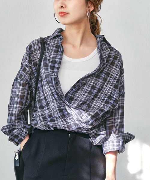 セール】シアーチェック2WAYシャツ（シャツ/ブラウス）｜Spick & Span