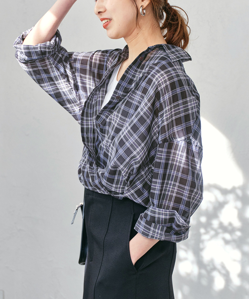 Spick & Span(スピックアンドスパン)の「シアーチェック2WAYシャツ(シャツ/ブラウス・レディース・マルチ/その他6・FREE)」の10枚目の写真