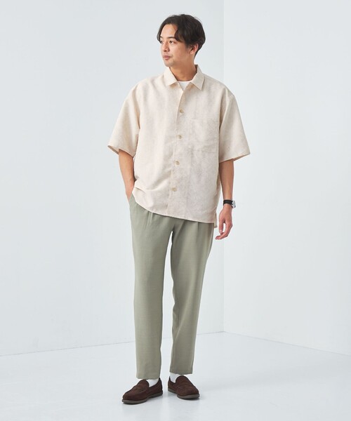 美品　グリーンレーベルリラクシング　リネンライク　半袖　ワイドカラー　シャツ green label relaxing（グリーンレーベルリラクシング）の