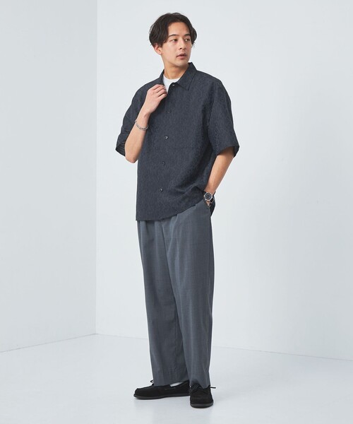 美品　グリーンレーベルリラクシング　リネンライク　半袖　ワイドカラー　シャツ green label relaxing（グリーンレーベルリラクシング）の