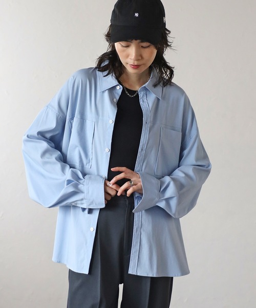 COMMRE（コムル）の「ダブルポケットオーバーシャツ（シャツ/ブラウス・レディース・ホワイト/ピンク/サックスブルー/チャコールグレー・FREE）」の19枚目の写真