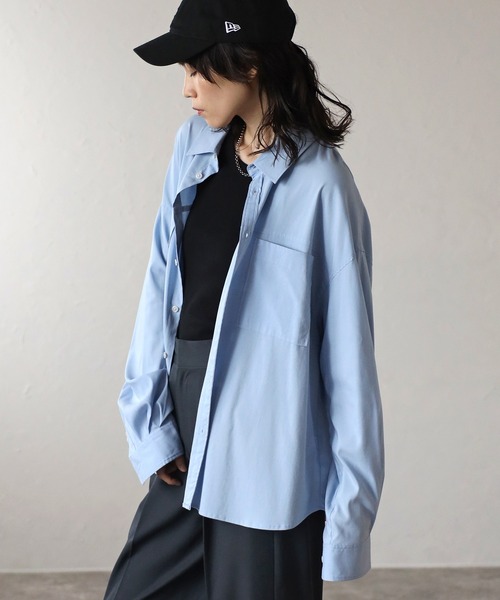 COMMRE（コムル）の「ダブルポケットオーバーシャツ（シャツ/ブラウス・レディース・ホワイト/ピンク/サックスブルー/チャコールグレー・FREE）」の20枚目の写真