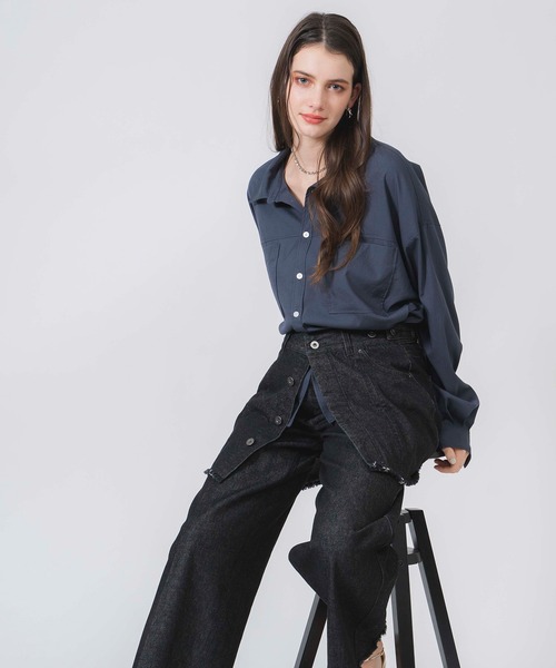 COMMRE（コムル）の「ダブルポケットオーバーシャツ（シャツ/ブラウス・レディース・ホワイト/ピンク/サックスブルー/チャコールグレー・FREE）」の10枚目の写真