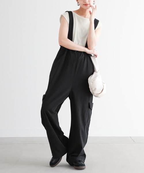 n'OrLABEL（ノアールレーベル）の「『ウエストドロストサロペット』（サロペット/オーバーオール・レディース・ライトベージュ/ブラック・1/2）」の18枚目の写真