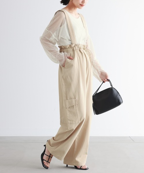 n'OrLABEL（ノアールレーベル）の「『ウエストドロストサロペット』（サロペット/オーバーオール・レディース・ライトベージュ/ブラック・1/2）」の14枚目の写真