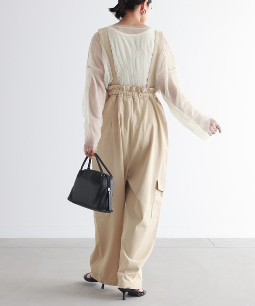 n'OrLABEL（ノアールレーベル）の「『ウエストドロストサロペット』（サロペット/オーバーオール・レディース・ライトベージュ/ブラック・1/2）」の15枚目の写真