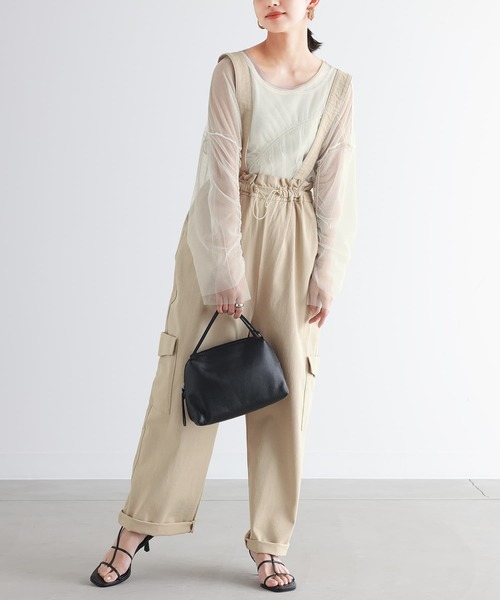 n'OrLABEL（ノアールレーベル）の「『ウエストドロストサロペット』（サロペット/オーバーオール・レディース・ライトベージュ/ブラック・1/2）」の16枚目の写真