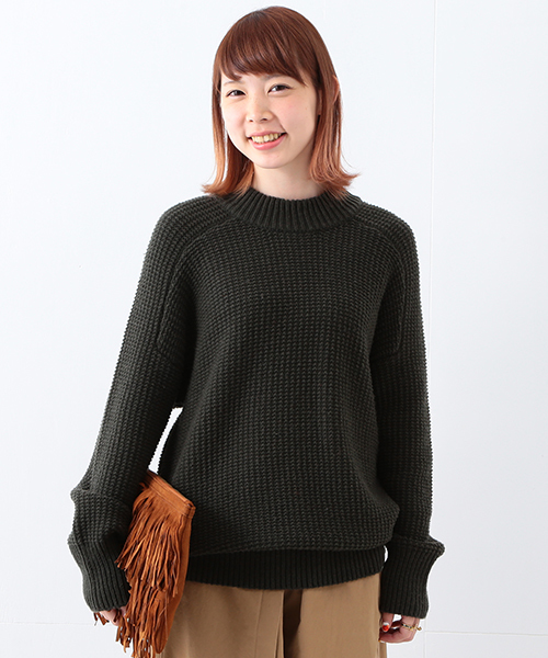 Ray BEAMS（レイビームス）の「■Ray BEAMS / 5G ビッグシルエット クルーネック ニット（ニット/セーター・レディース・オフホワイト/ライトブラウン/ダークグリーン・ONE SIZE）」の14枚目の写真