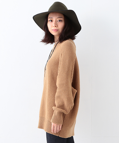 Ray BEAMS（レイビームス）の「■Ray BEAMS / 5G ビッグシルエット クルーネック ニット（ニット/セーター・レディース・オフホワイト/ライトブラウン/ダークグリーン・ONE SIZE）」の6枚目の写真