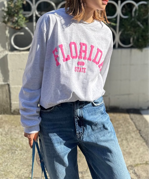 mi via loca(ミヴィアロカ)の「GILDAN 発泡プリントFLORIDAカレッジロゴロンT 【PT NO. MVL025 ※2A】(Tシャツ/カットソー・レディース・ブラック/オフホワイト/オートミール/ホワイト系その他・MEDIUM/X-LARGE)」の7枚目の写真