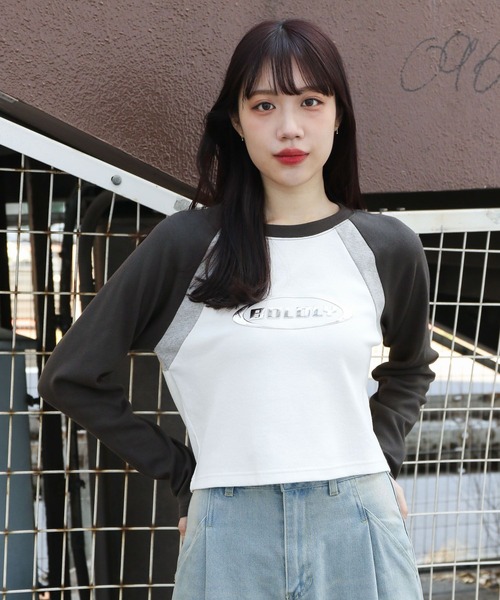 3.3 Field Trip (3.3フィールドトリップ)の「3.3 Field Trip/メタルロゴラグラン長袖Tシャツ 2105604(Tシャツ/カットソー・レディース・ホワイト/グレー・FREE)」の4枚目の写真