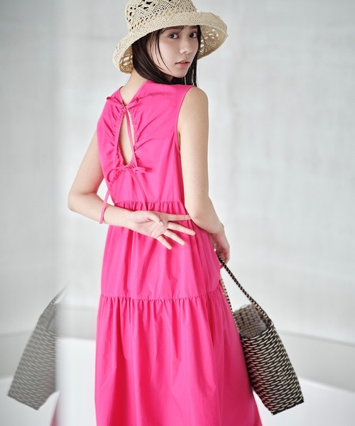 N.（N. Natural Beauty Basic）（エヌエヌナチュラルビューティーベーシック）の「【S Size Line】◆バックオープンティアードワンピース（ワンピース・レディース・ピンク/ブルー/ブラック・SMALL/MEDIUM）」の3枚目の写真