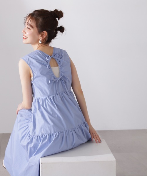 N.（N. Natural Beauty Basic）（エヌエヌナチュラルビューティーベーシック）の「【S Size Line】◆バックオープンティアードワンピース（ワンピース・レディース・ピンク/ブルー/ブラック・SMALL/MEDIUM）」の2枚目の写真