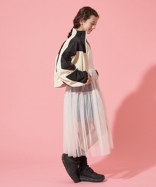 pom ponette juniar ポンポネット　ワンピース＆ボレロ160cm あったか】ハーフジップカーゴワンピース（ミドルワンピース