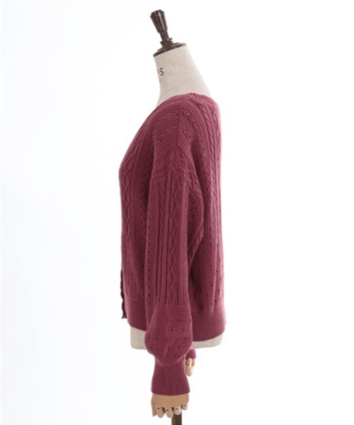 axes femme（アクシーズファム）の「透かし編みニットカーディガン（カーディガン/ボレロ・レディース・モカ/ブルーグリーン/ピンク/ホワイト・FREE）」の9枚目の写真
