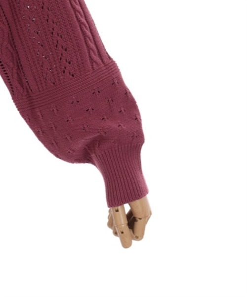 axes femme（アクシーズファム）の「透かし編みニットカーディガン（カーディガン/ボレロ・レディース・モカ/ブルーグリーン/ピンク/ホワイト・FREE）」の14枚目の写真