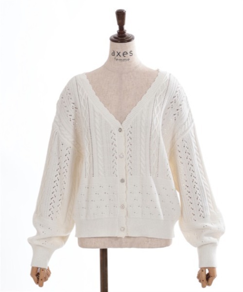 axes femme（アクシーズファム）の「透かし編みニットカーディガン