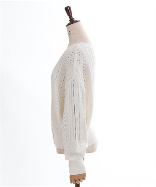 axes femme（アクシーズファム）の「透かし編みニットカーディガン（カーディガン/ボレロ・レディース・モカ/ブルーグリーン/ピンク/ホワイト・FREE）」の16枚目の写真