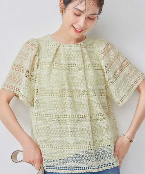 【セール】ボーダーレース ブラウス（Tシャツ/カットソー）｜組曲（クミキョク）