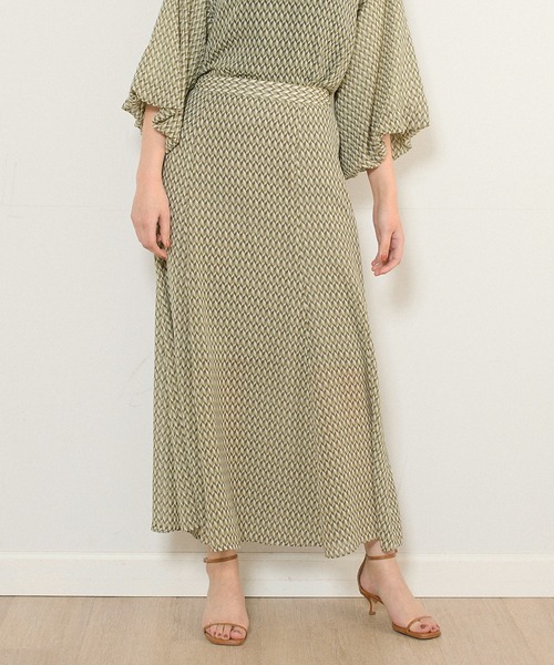 INED CLARO（イネドクラロ）の「ジオメトリックプリントスカート【セットアップ対応】（スカート・レディース・グレー/ベージュ/グリーン・フリー）」の3枚目の写真