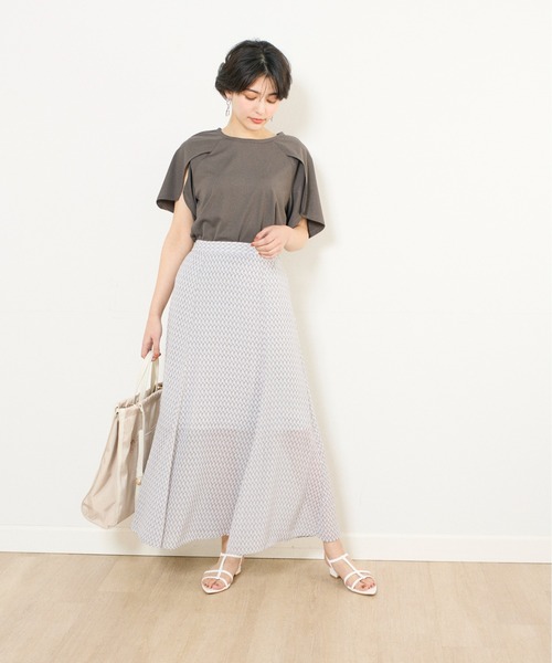 INED CLARO（イネドクラロ）の「ジオメトリックプリントスカート【セットアップ対応】（スカート・レディース・グレー/ベージュ/グリーン・フリー）」の22枚目の写真