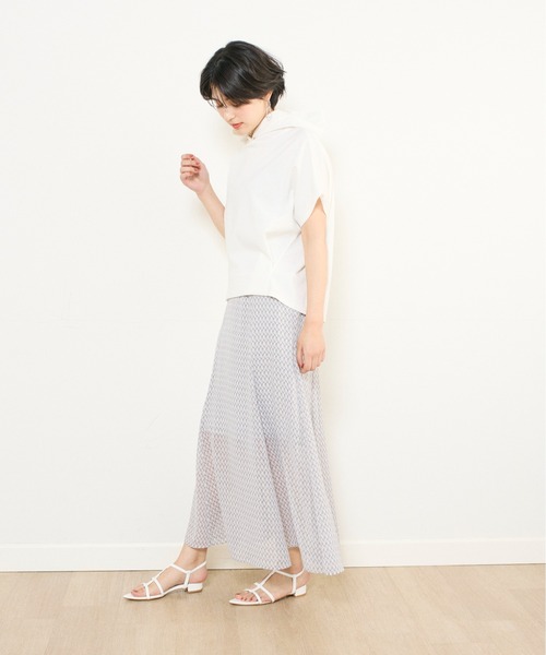 INED CLARO（イネドクラロ）の「ジオメトリックプリントスカート【セットアップ対応】（スカート・レディース・グレー/ベージュ/グリーン・フリー）」の9枚目の写真