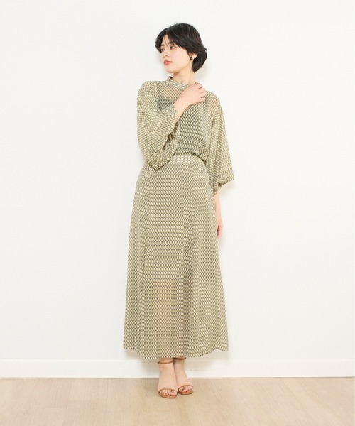 INED CLARO（イネドクラロ）の「ジオメトリックプリントスカート【セットアップ対応】（スカート・レディース・グレー/ベージュ/グリーン・フリー）」の5枚目の写真